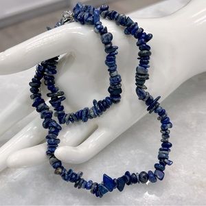 Lapis Lazuli Chip Silver Necklace